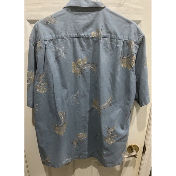 Columbia Shirt Mens M Blue Short Sleeve Button Up Marlins Fish - Picture 5 of 5